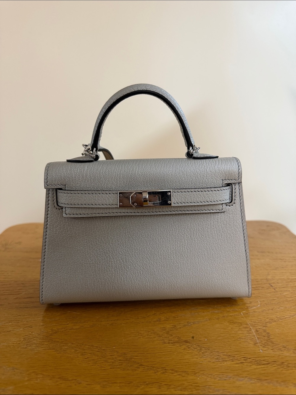 Chèvre leather mini “Kelly” bag